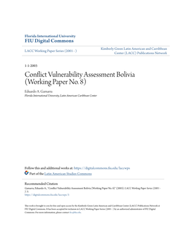Conflict Vulnerability Assessment Bolivia (Working Paper No