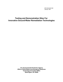 Testing and Demonstration Sites for Innovative Groundwater