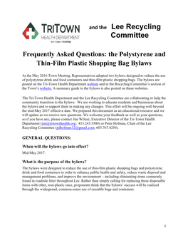 Plastics Reduction Bylaws Faqs