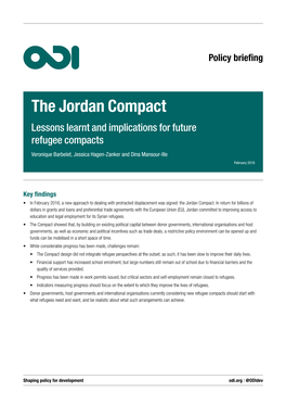 The Jordan Compact Lessons Learnt and Implications for Future Refugee Compacts