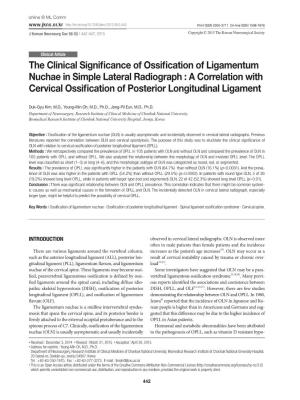 The Clinical Significance of Ossification of Ligamentum Nuchae