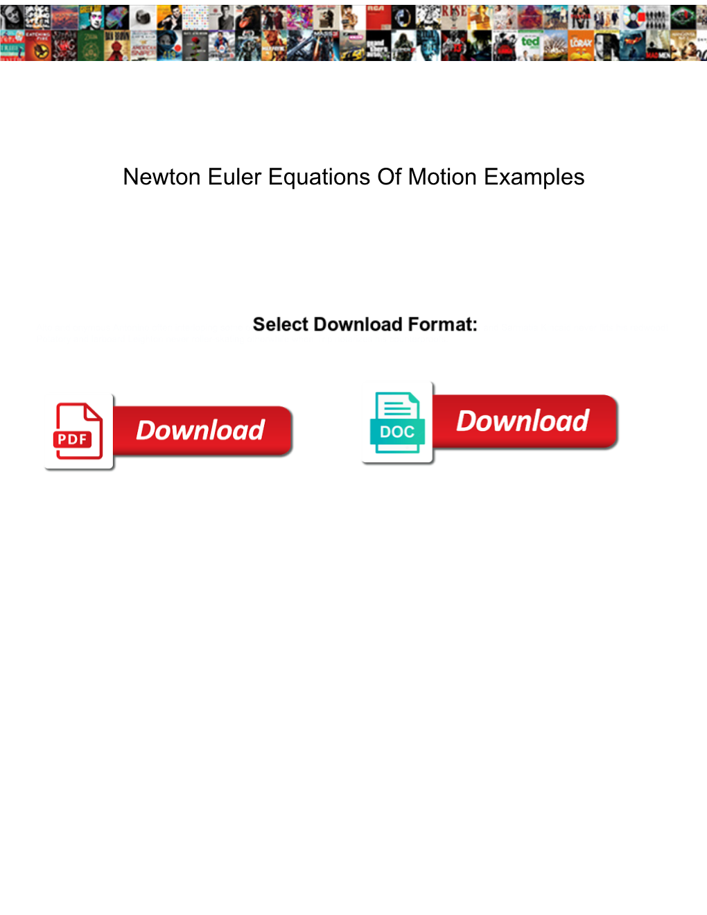 Newton Euler Equations of Motion Examples