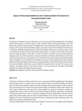 Impact of Therawada Buddhism in the Traditional Belief of Tai Khamti of Arunachal Pradesh, India