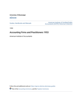 Accounting Firms and Practitioners 1953
