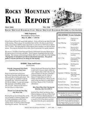 Rocky Mountain Rail Report May 2004 No