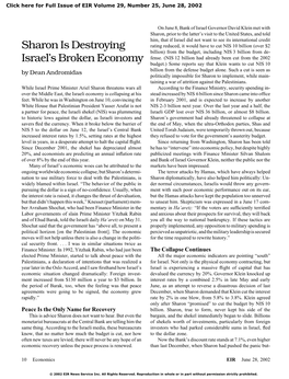 Sharon Is Destroying Israel's Broken Economy