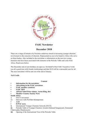 FASC Newsletter December 2018