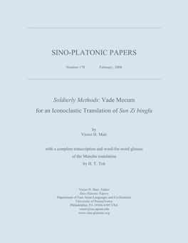 Soldierly Methods: Vade Mecum for an Iconoclastic Translation of Sun Zi Bingfa