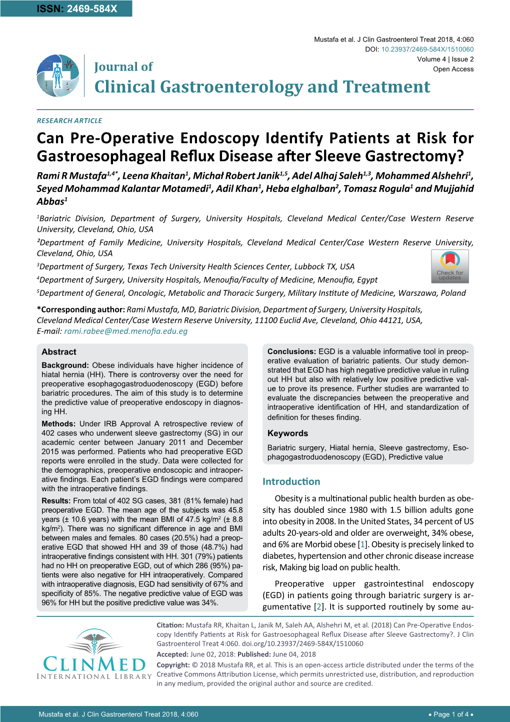 Can Pre-Operative Endoscopy Identify Patients at Risk For