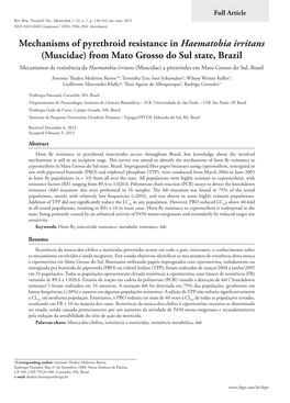 Mechanisms of Pyrethroid Resistance in Haematobia Irritans