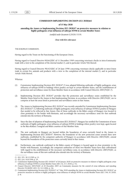 (EU) 2020/661 of 15 May 2020 Amending the Annex To