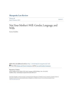 Gender, Language, and Wills Karen J
