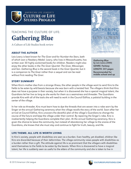 Gathering Blue a Culture of Life Studies Book Review