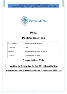 Ph.D. Political Sciences Dissertation Title