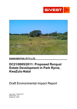 DC21/0005/2011: Proposed Rorqual Estate Development in Park Rynie, Kwazulu-Natal