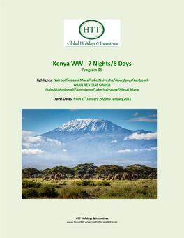 2020 Kenya Safari Program
