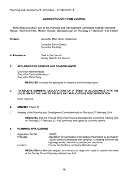 Planning and Development Committee – 27 March 2014