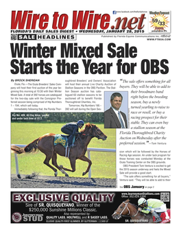 SALE HEADLINES Published by Florida Equine Communications Inc