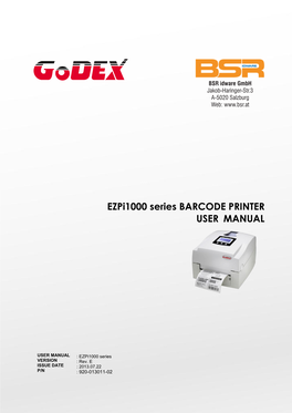 Ezpi1000 Series BARCODE PRINTER USER MANUAL
