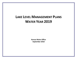 Lake Level Management Plans Water Year 2019