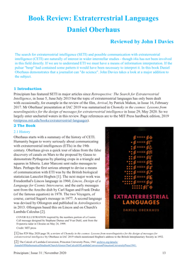 Extraterrestrial Languages Daniel Oberhaus Reviewed by John I Davies