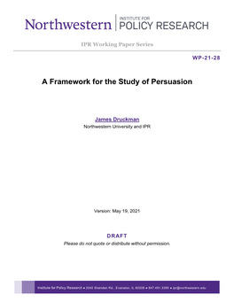 A Framework for the Study of Persuasion