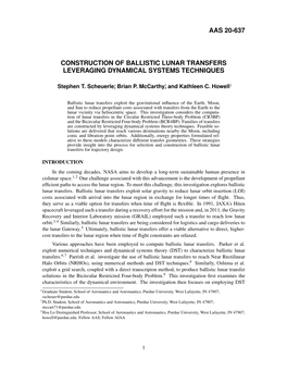 Aas 20-637 Construction of Ballistic Lunar Transfers Leveraging
