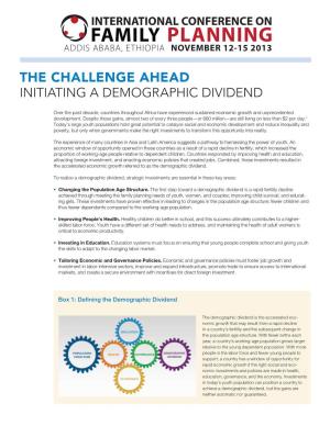 The Challenge Ahead: Initiating a Demographic Dividend