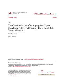 The Case for the Use of an Appropriate Capital Structure in Utili