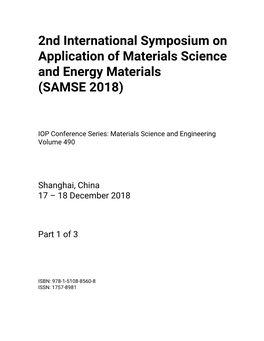 2Nd International Symposium on Application of Materials Science and Energy Materials