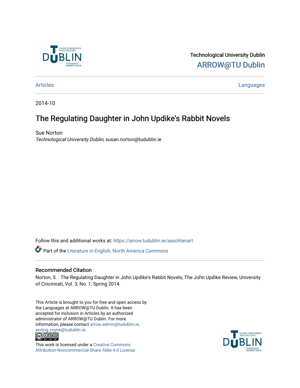 The Regulating Daughter in John Updike's Rabbit Novels