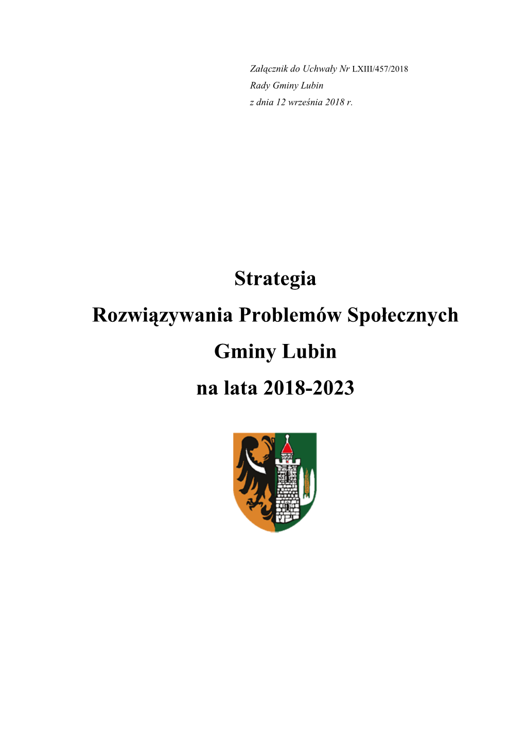 Strategia Rozwiązywania Problemów Społecznych Gminy Lubin Na Lata