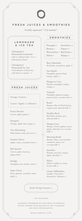 Fresh Juices & Smoothies