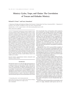 The Coevolution of Toucan and Kiskadee Mimicry