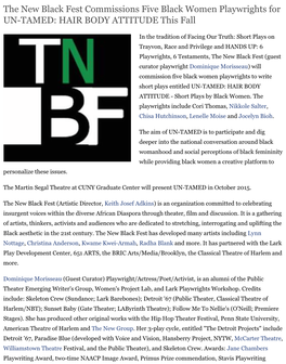 The New Black Fest Commissions Five Black Women Playwrights for UN-TAMED: HAIR BODY ATTITUDE This Fall