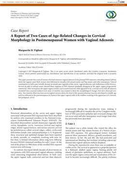 Case Report a Report of Two Cases of Age-Related Changes in Cervical Morphology in Postmenopausal Women with Vaginal Adenosis