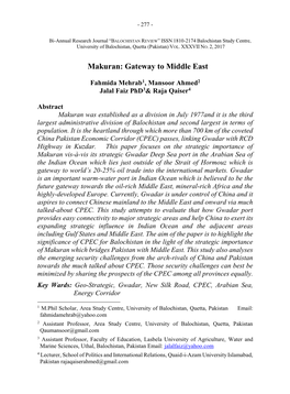 Makuran: Gateway to Middle East