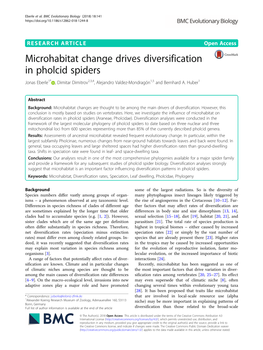 Microhabitat Change Drives Diversification in Pholcid Spiders Jonas Eberle1* , Dimitar Dimitrov2,3,4, Alejandro Valdez-Mondragón1,5 and Bernhard A