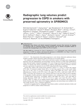 Radiographic Lung Volumes Predict Progression to COPD in Smokers with Preserved Spirometry in SPIROMICS