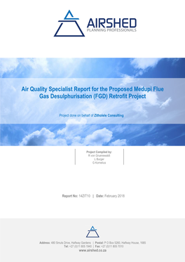 Air Quality Specialist Report for the Proposed Medupi Flue Gas Desulphurisation (FGD) Retrofit Project