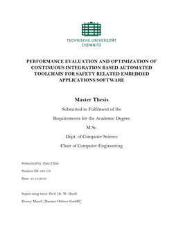 Master Thesis Submitted in Fulfilment of the Requirements for the Academic Degree M.Sc