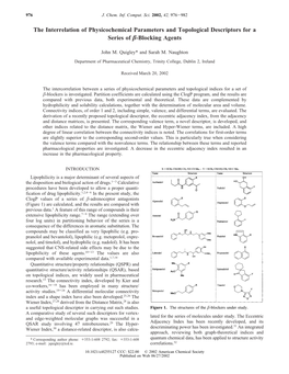 The Interrelation of Physicochemical Parameters and Topological Descriptors for a Series of Â-Blocking Agents