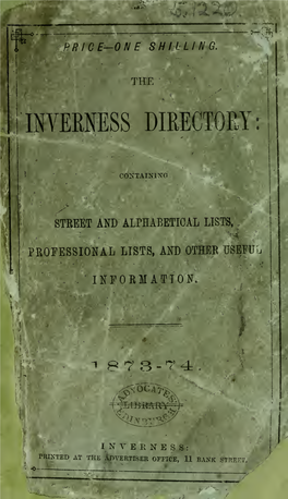 The Inverness Directory, Containing Street and Alphabetical Lists