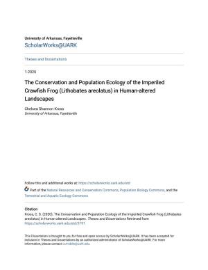 Lithobates Areolatus) in Human-Altered Landscapes