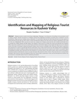 Identification and Mapping of Religious Tourist Resources in Kashmir Valley Manjula Chaudhary*, Naser Ul Islam**