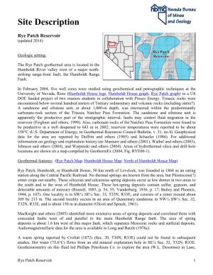 Rye Patch Reservoir (Updated 2014)