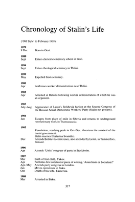 Chronology of Stalin's Life