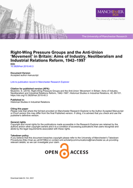 Right-Wing Pressure Groups and the Anti-Union