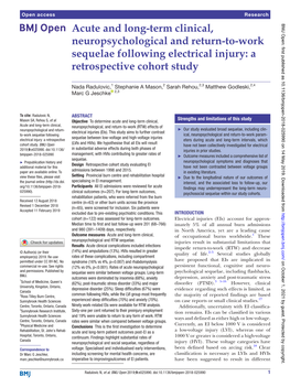 Acute and Long-Term Clinical, Neuropsychological and Return-To-Work Sequelae Following Electrical Injury: a Retrospective Cohort Study