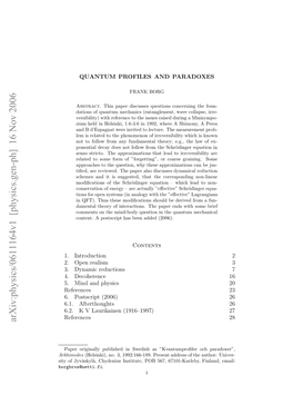 Quantum Profiles and Paradoxes 11